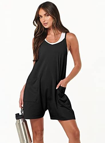 ANRABESS Women's Summer Casual Sleeveless Rompers Loose Spaghetti Strap Shorts Jumpsuit with Pock... | Amazon (US)