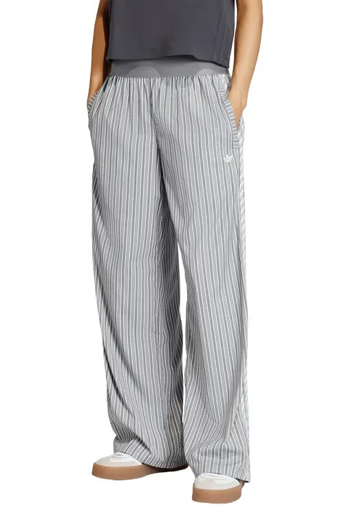 adidas Originals Stripe Wide Leg Pant in Grey Three/Utility Black at Nordstrom, Size Small | Nordstrom