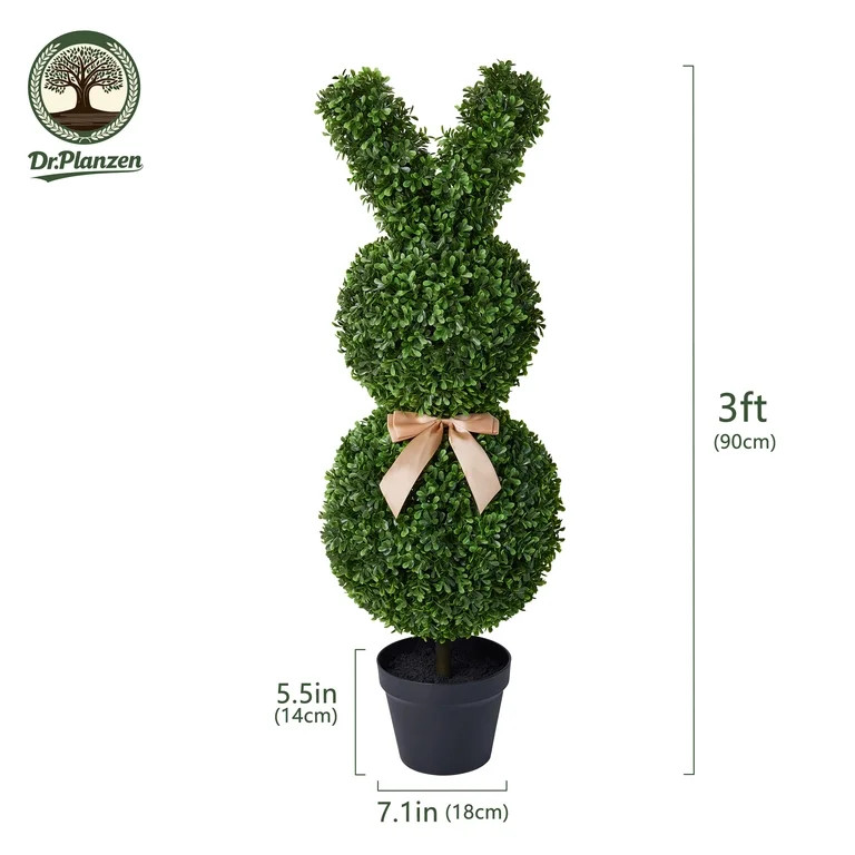 DR.Planzen 2 Pack 36'' Artificial Boxwood Easter Bunny Topiary, Green Spring Outdoor Indoor Decor | Walmart (US)