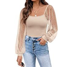 DOROSE Womens Mesh Long Sleeve Shirts Casual Blouses Tops | Amazon (US)
