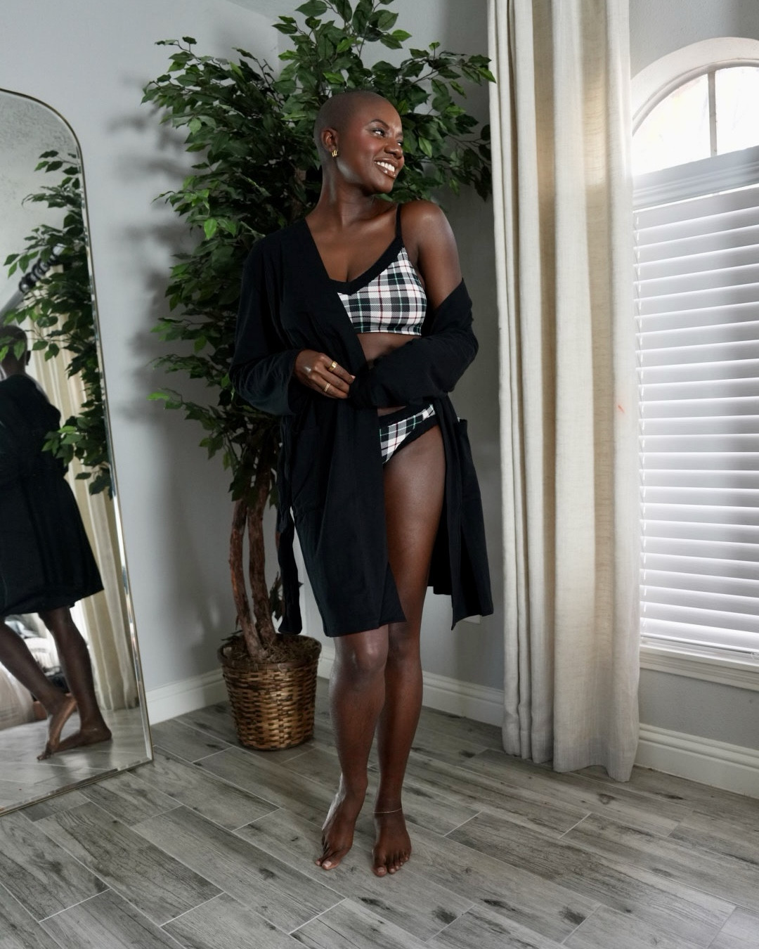 Jockey for the win! Cozy holiday pieces! Plaid underwear set with a black robe, maroon 2 piece lounge set and black flare leggings, green bodysuit and black crew neck sweater for my walking outfit  

#LTKHoliday #LTKGiftGuide