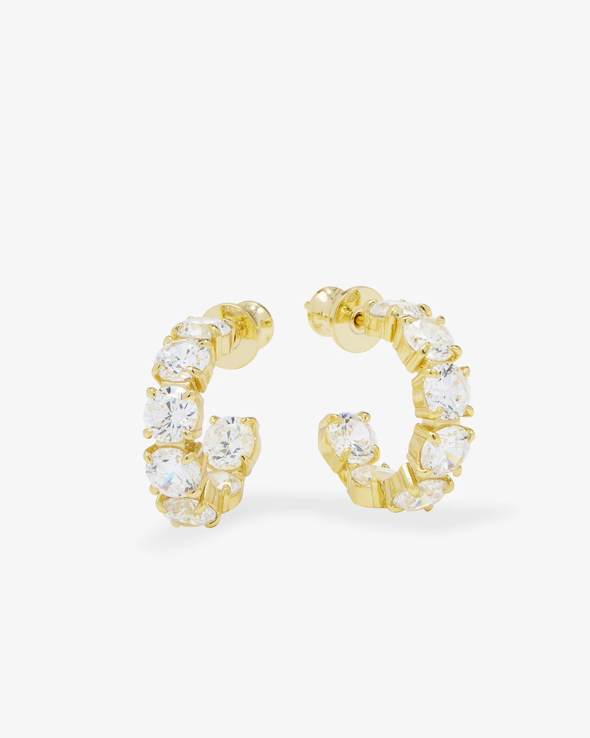 "Oh She Fancy" Hoops .75" - Gold|White Diamondettes | Melinda Maria Jewelry