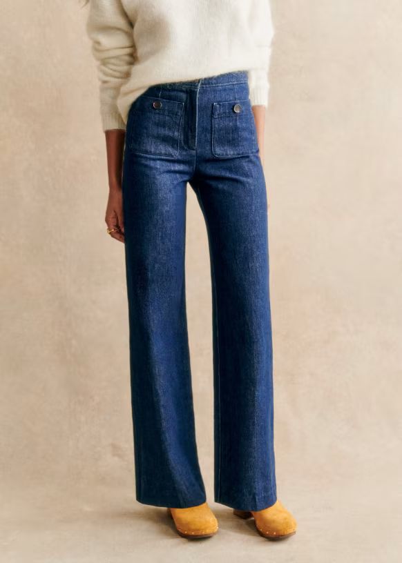 Dan Trousers - Indigo - 0rganic cotton - textile made from organic fibers - Sézane | Sezane Paris