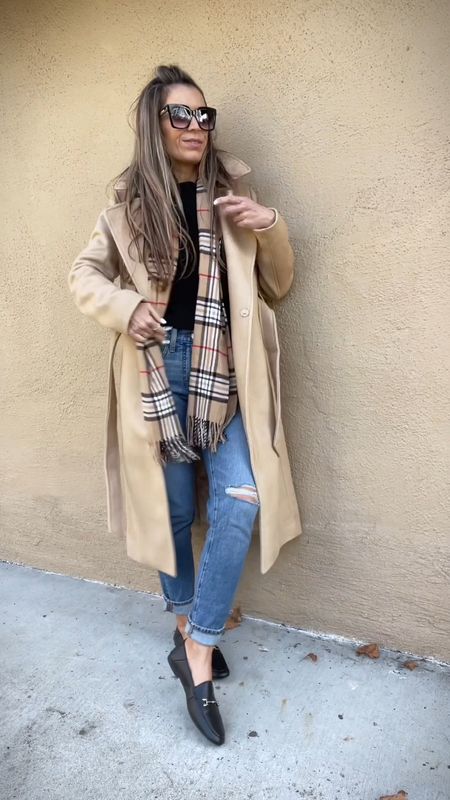 Workwear outfit. This Burberry inspired scarf is such a great amazon find!
Black loafers - tts
Jeans - tts
Camel coat - tts



Work outfit mid rise jeans madewell jeans easy outfit fashion over 40
Camel coat outfit


#LTKunder100 #LTKFind #LTKSeasonal