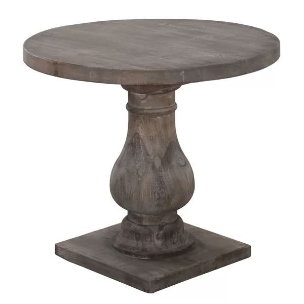 Wooden Round End Table With Pedestal Base, Brown | Wayfair North America