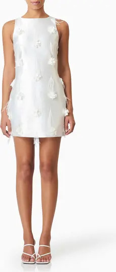 Elliatt Lunaria Floral Appliqué Satin Cocktail Minidress | Nordstrom | Nordstrom