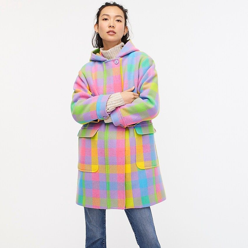 Duffle coat in plaid Italian stadium-cloth wool | J.Crew US