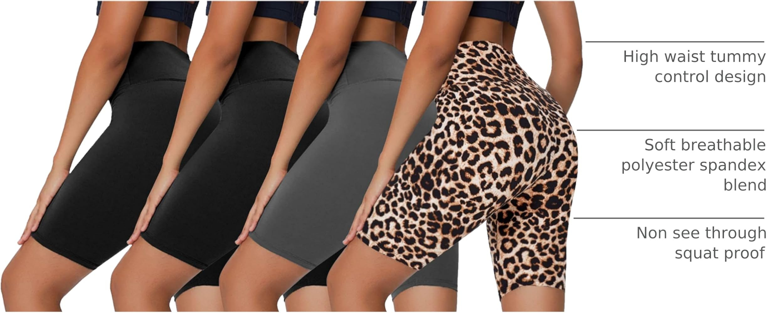 4 Pack Biker Shorts for Women - 8” High Waist Tummy Control Summer Workout Shorts for Running Y... | Amazon (US)