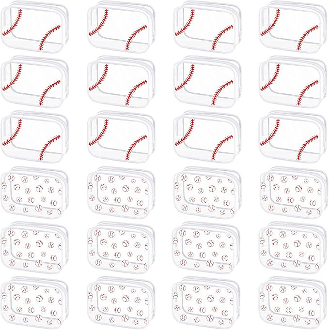 Kacctyen 24 Pcs Baseball Clear Makeup Bag with Zipper Bulk Sport Goodie Clear PVC Pouch Organizer... | Amazon (US)