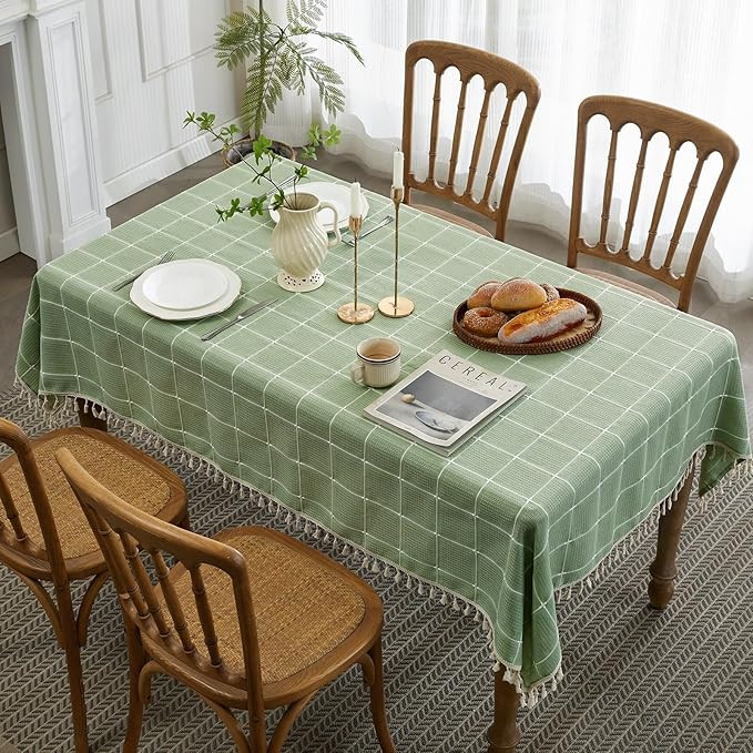 Sage Green Tablecloth 52x84 Inch for Rectangle Tables - Spill-Proof and Water Resistant Jacquared... | Amazon (US)