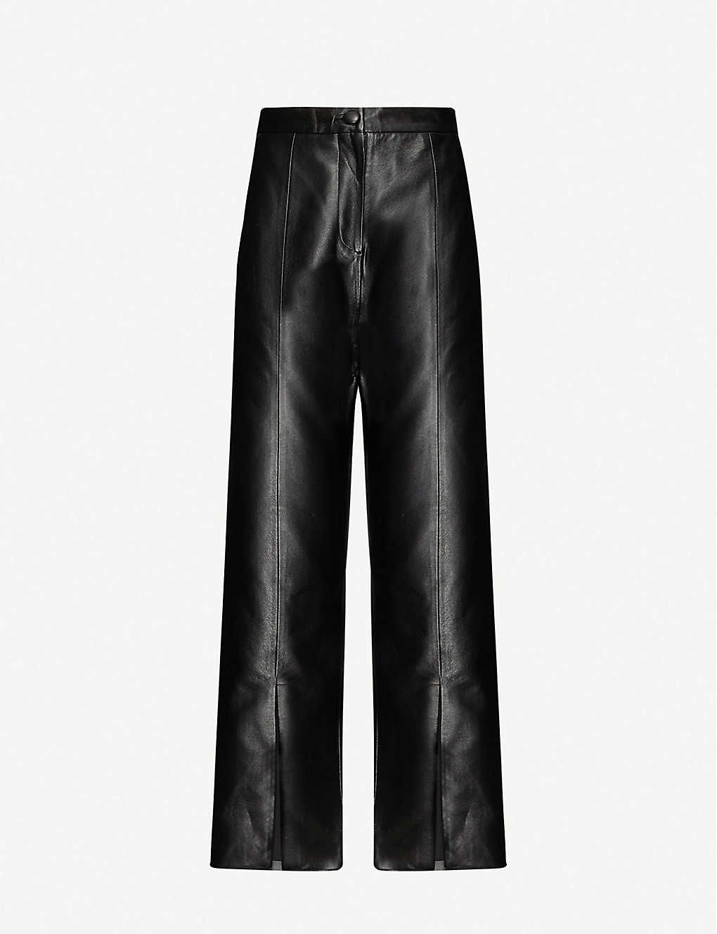 High-rise wide-leg faux-leather trousers | Selfridges
