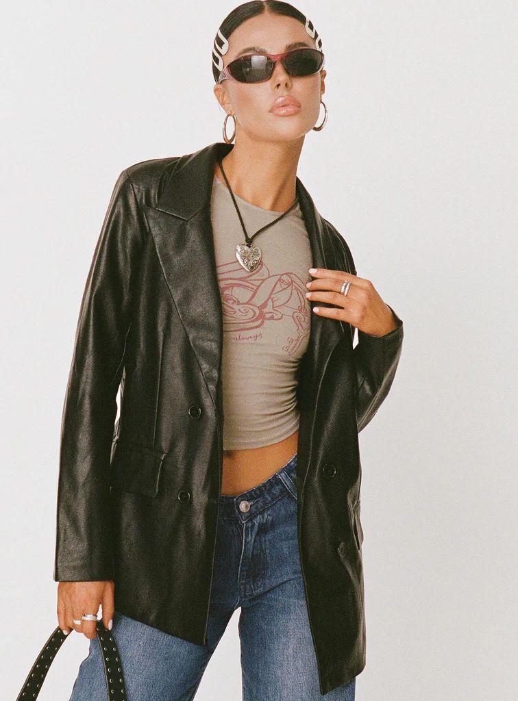 Ellen Faux Leather Blazer | Princess Polly US