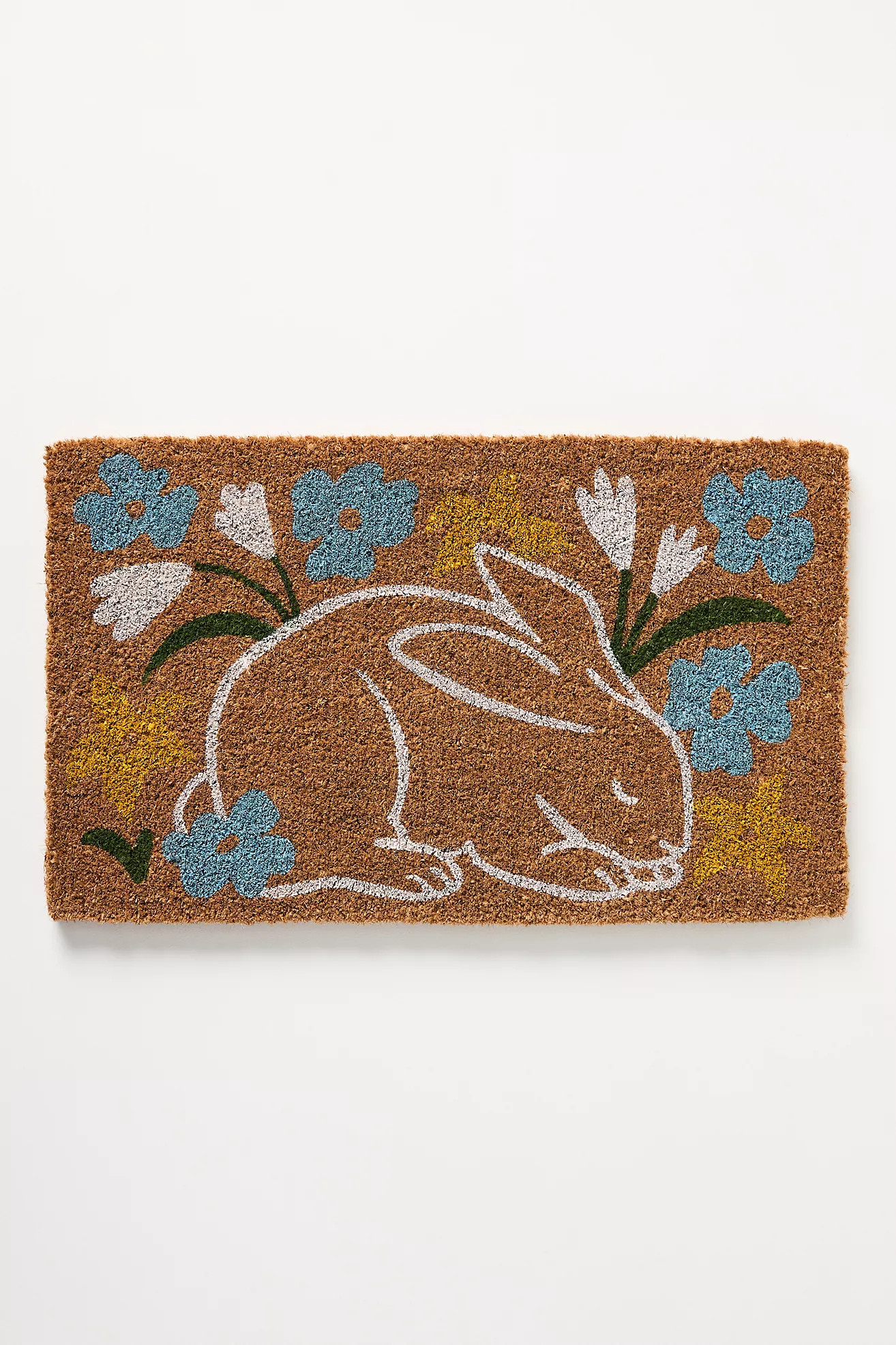 Floral Rabbit Printed Coir Doormat | Anthropologie (US)