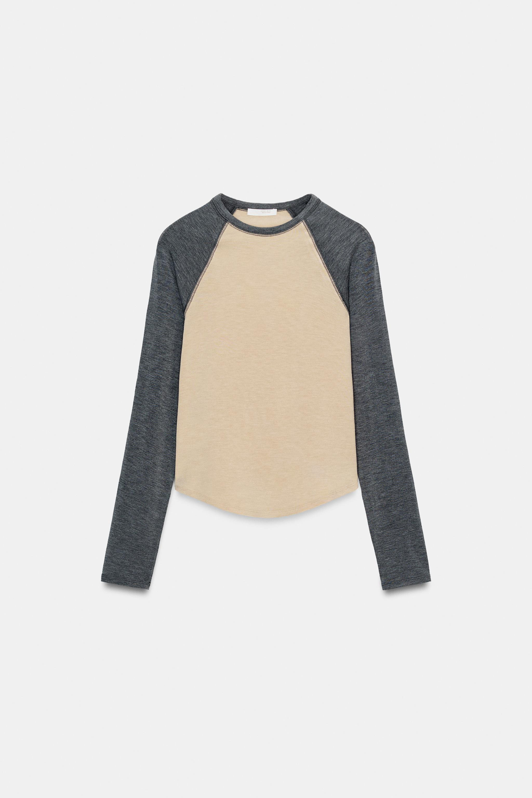 CONTRAST RAGLAN SLEEVE T-SHIRT | Zara UK