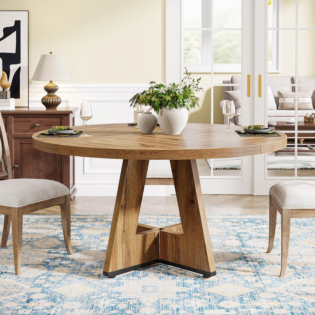 47 Inch Round Dining Table for 4 Farmhouse Kitchen Table | Wayfair North America
