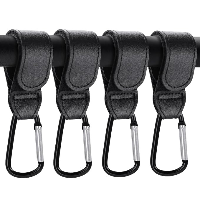 4 Pack Premium Non-Slip Stroller Hooks, Adjustable Carabiner Clips, Multifunctional Baby Stroller... | Amazon (US)