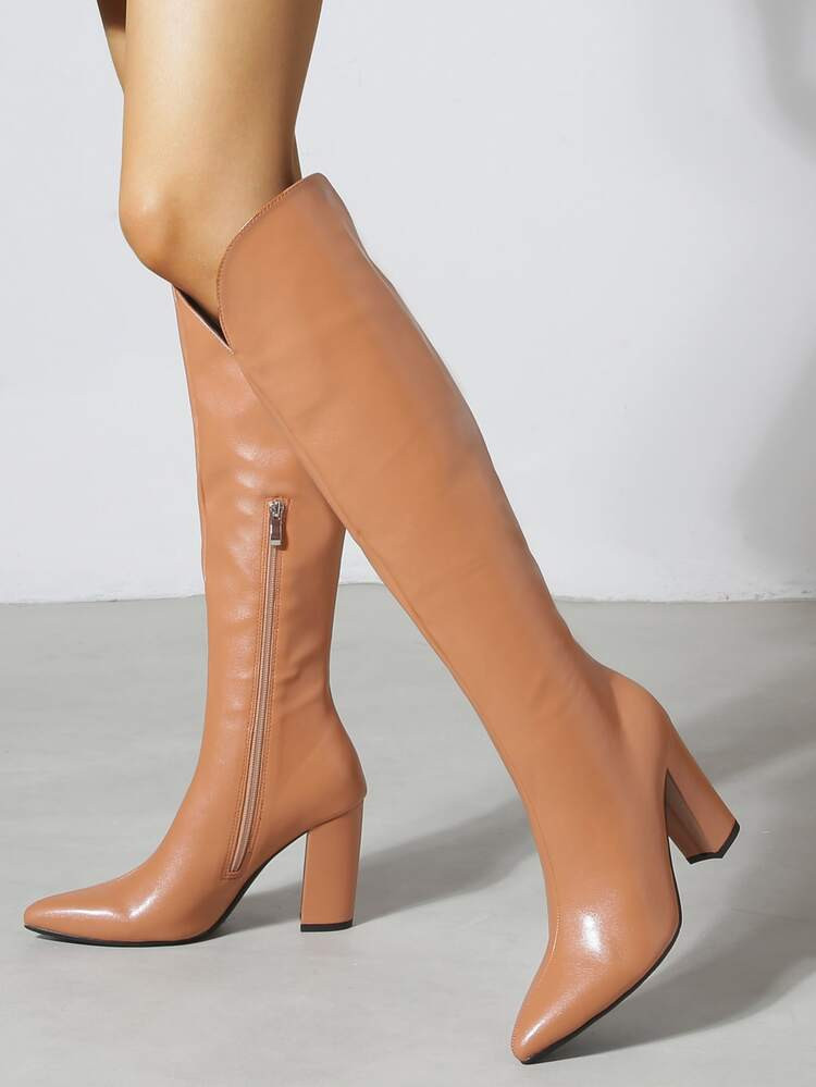 Side Zip Chunky Riding Boots | SHEIN