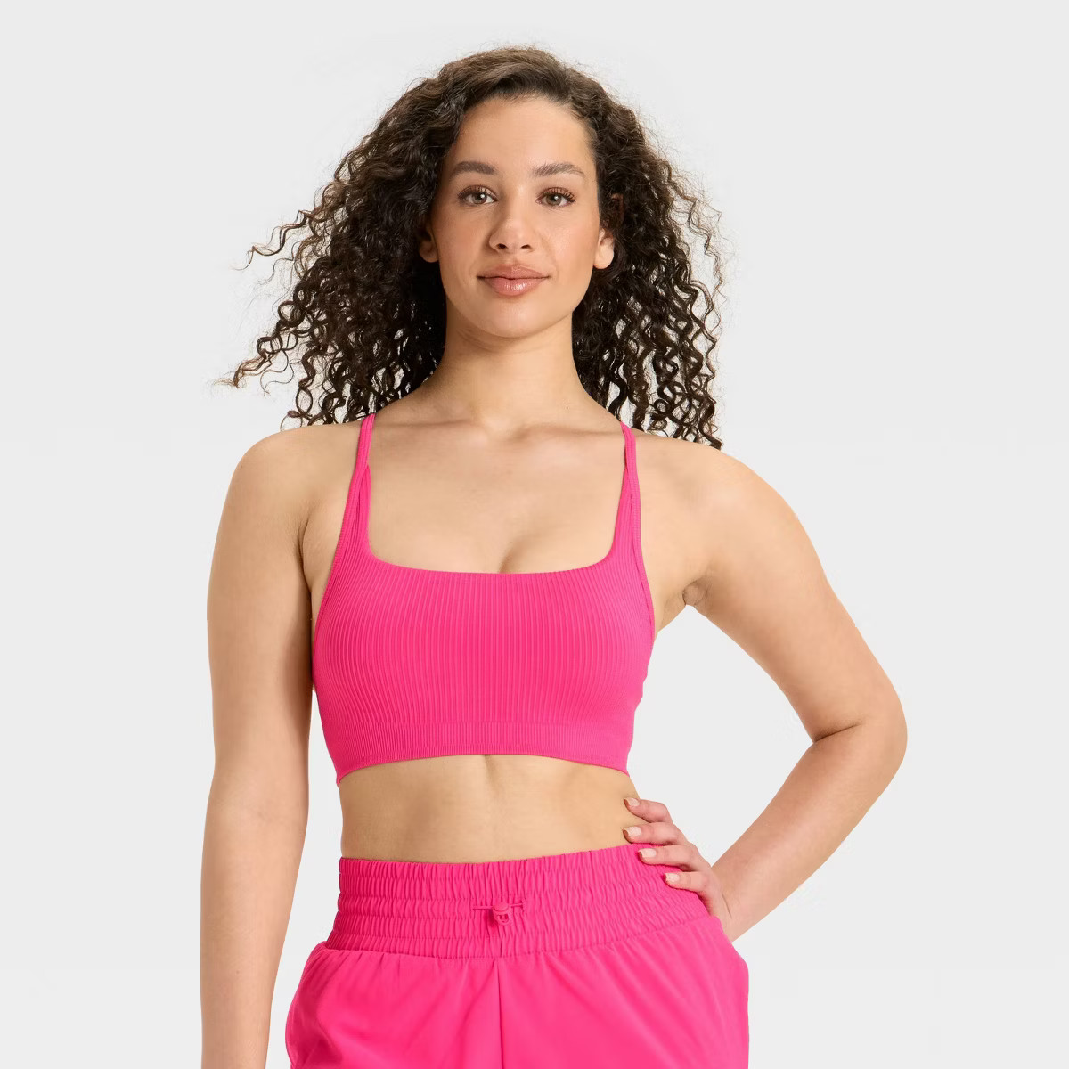 Women's Seamless Ribbed Light Support Sports Bra - All In Motion™ | Target