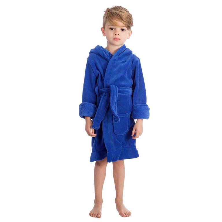 Elowel Pajamas Kids Robe with Hood for Boys and Girls Fleece Robes Blue Size 2T | Walmart (US)