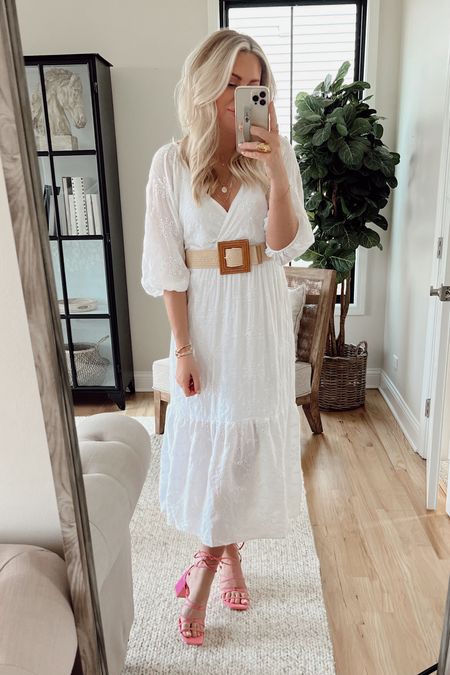 Obsessed with this dress! Also comes in black. Lined and elastic details make it SO comfy! Looks designer! 

Sandals are a fun pop of color! Sized up half! 3 colors.

#WalmartPartner
#WalmartFashion 
@WalmartFashion. White dress. Eyelet. Dress. Spring dress. 

#LTKunder50 #LTKSeasonal #LTKstyletip