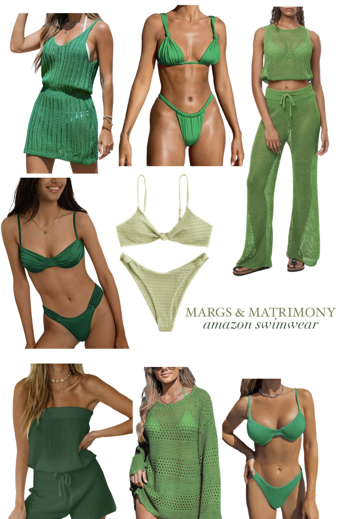 Vacation outfits and bikinis in all shades green. Margs & Matrimony theme for a bachelorette party in Mexico inspo for ya #vacationoutfit #greenbikini #coverups #swimsuitcoverup #vacation #green

#LTKSeasonal #LTKfindsunder100 #LTKstyletip