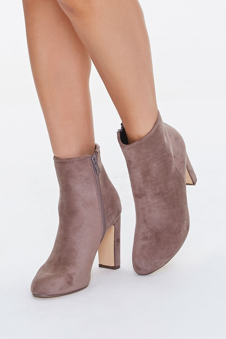 Faux Suede Block Heel Booties | Forever 21 (US)
