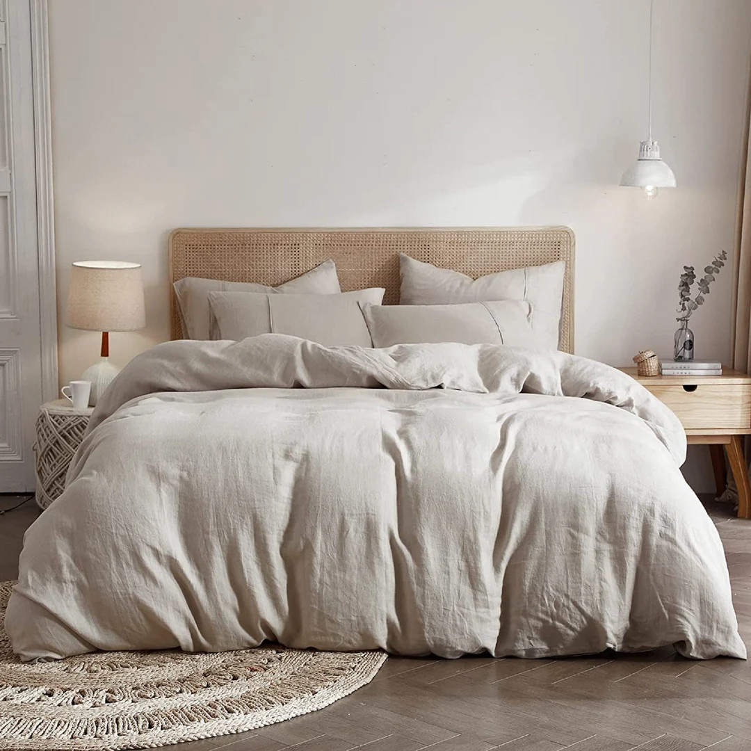 Linen duvet Beige Color washed Linen duvet cover Linen king queen Twin Bedding duvet cover Beige ... | Etsy (US)