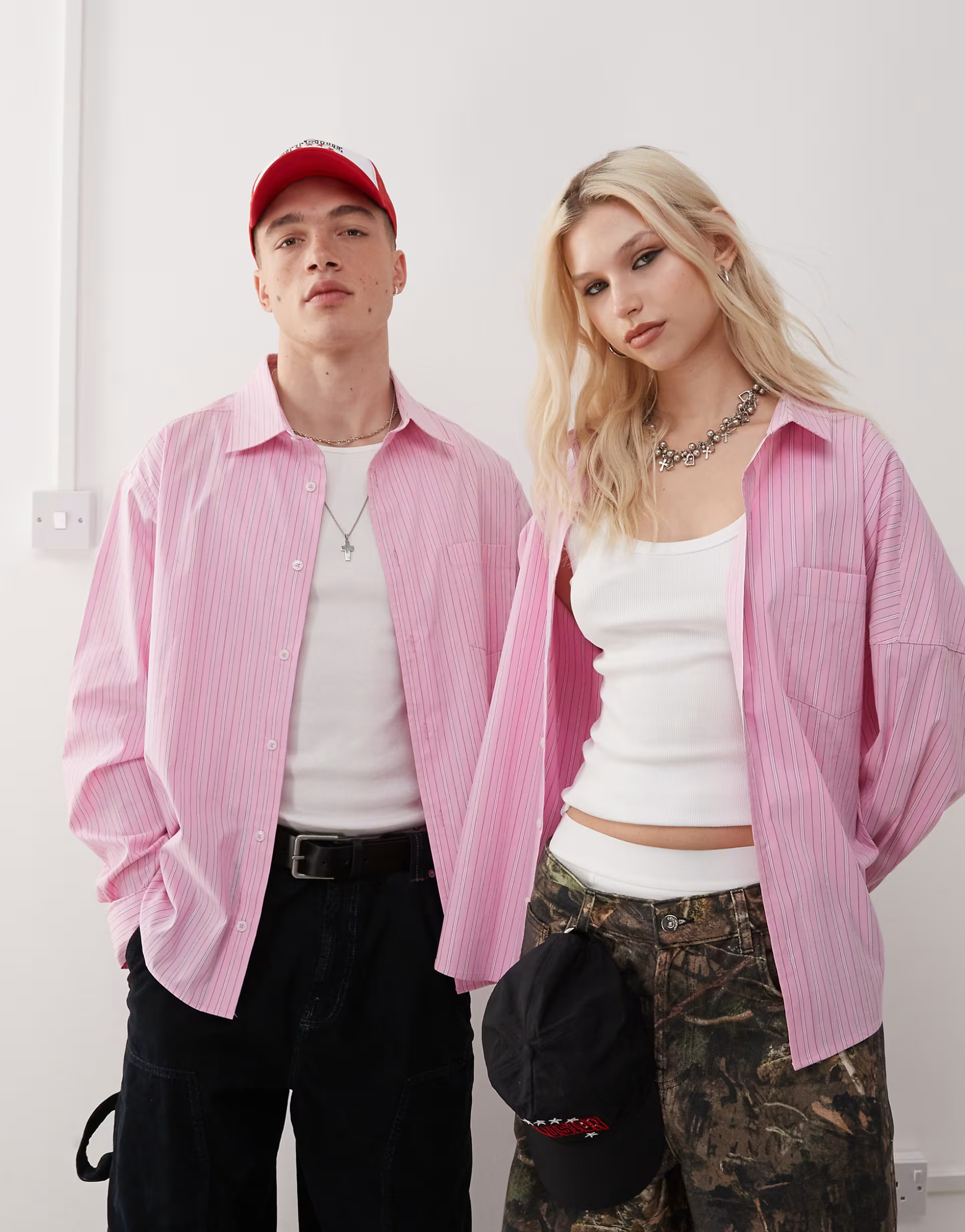 COLLUSION Unisex oversized shirt in pink stripe | ASOS | ASOS (Global)
