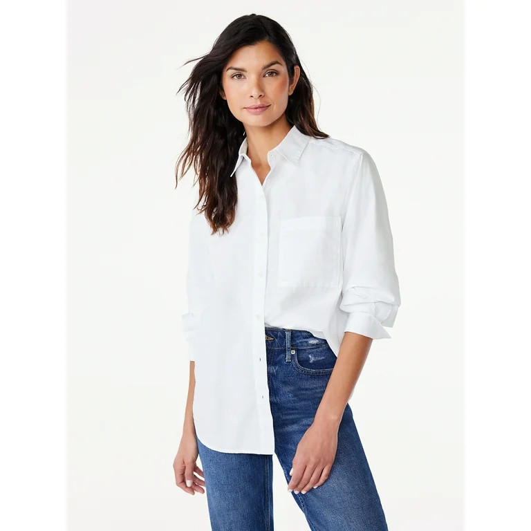Free Assembly Women's Boxy Tunic Shirt with Long Sleeves, Size XS-XXXL | Walmart (US)