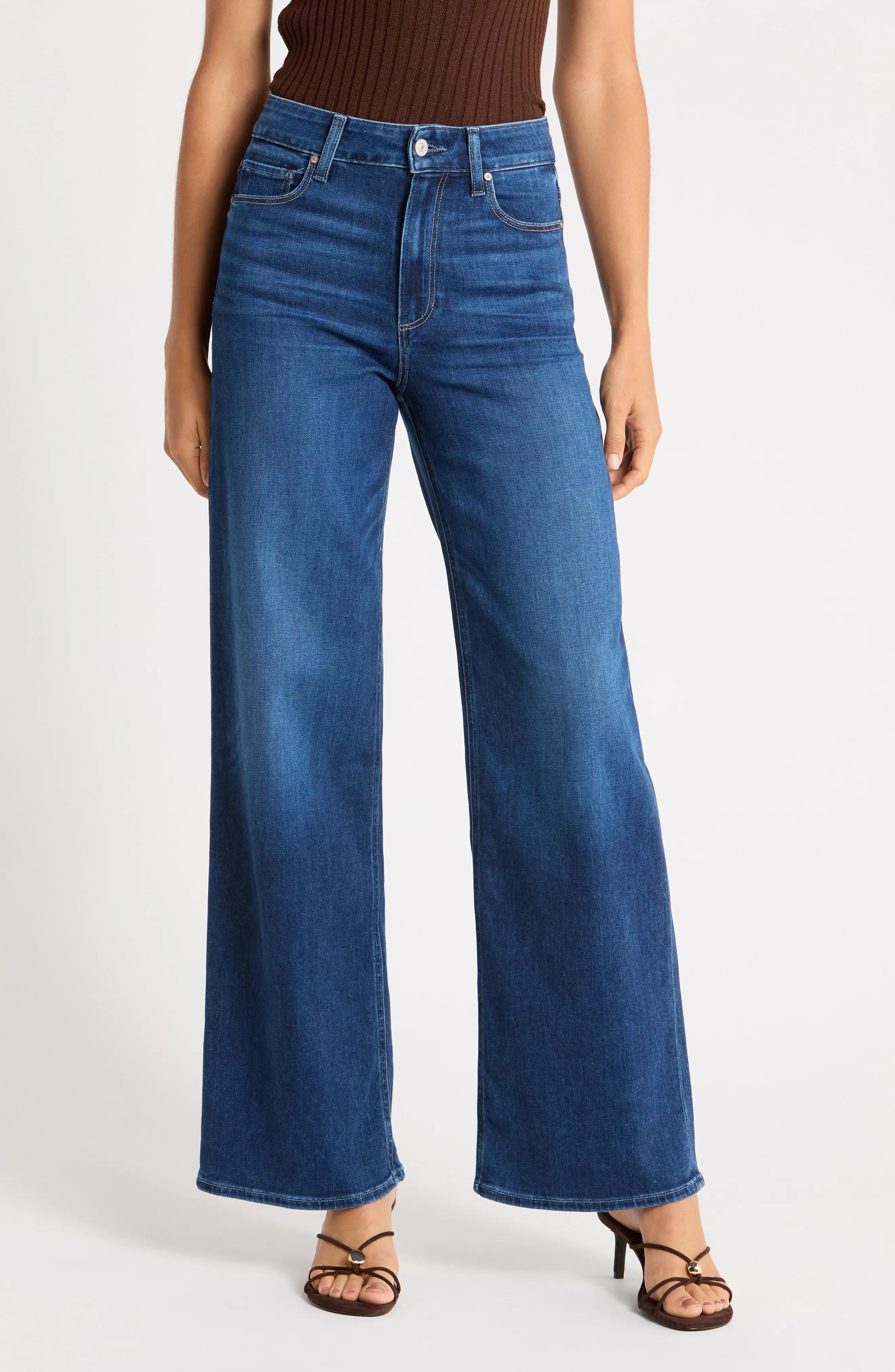 PAIGE Anessa High Waist Wide Leg Jeans in Neutra at Nordstrom, Size 33 | Nordstrom