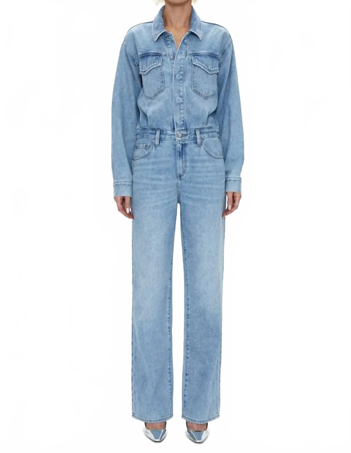 Nikkie Long Sleeve Jumpsuit In Blue | Shop Simon