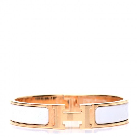 HERMES Enamel Narrow Clic Clac H Bracelet PM White | FASHIONPHILE | Fashionphile