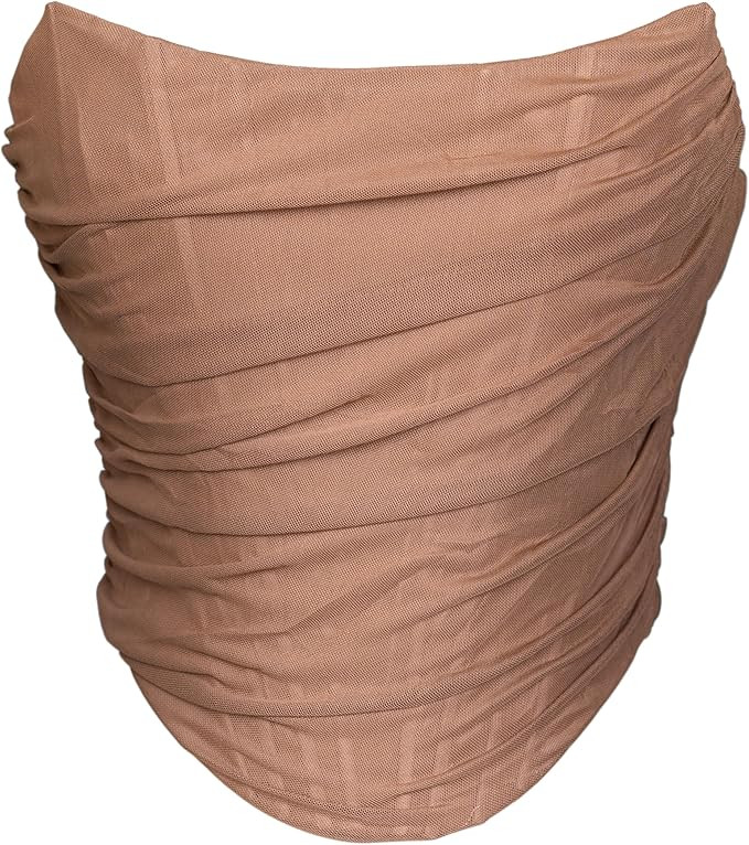 MOALLUOM Mesh Corset Crop Top Bustier Underbust Boned Backless Sleeveless Strapless Off Shoulder ... | Amazon (US)