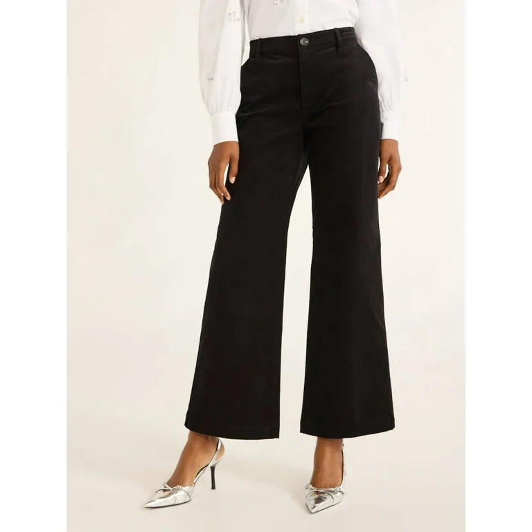 Free Assembly Women's Mid Rise Corduroy Wide Leg Pants, 31” Inseam, Sizes 0-20 | Walmart (US)