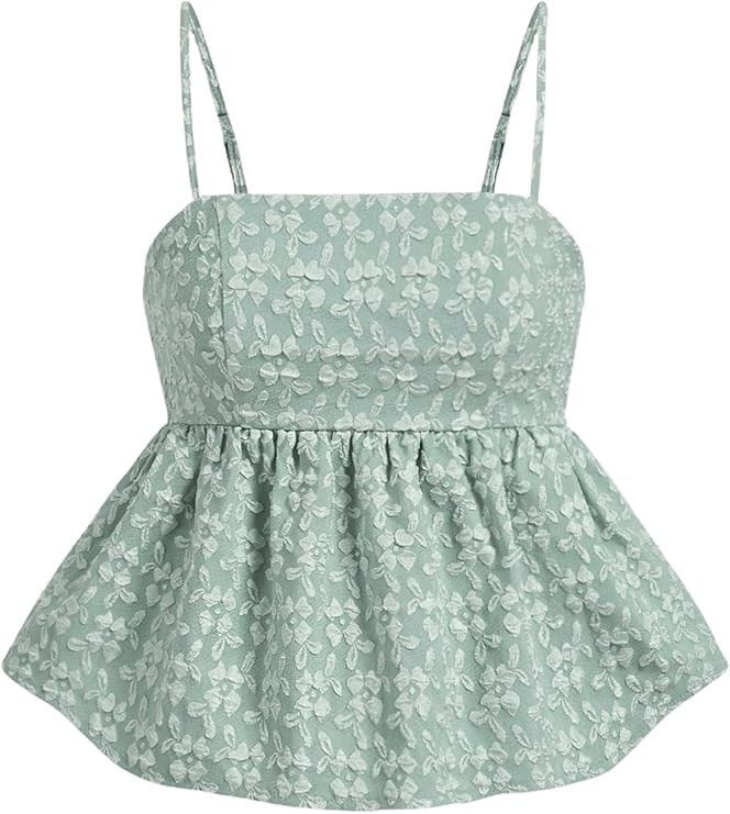 SOLY HUX Babydoll Top for Women Y2k Peplum Cami Cute Going Out Crop Tank Tops Flowy Ruffle Summer... | Amazon (US)
