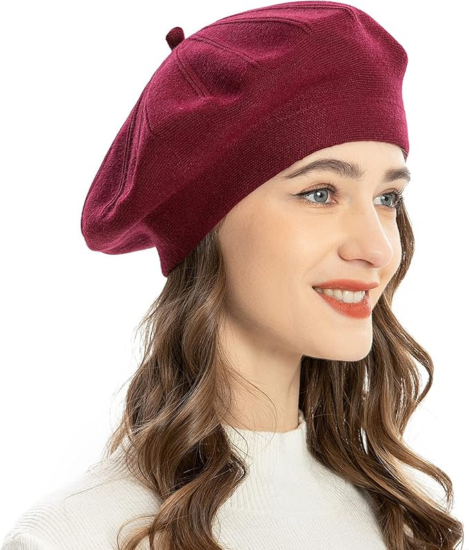 ZLYC French Beret hat, Reversible Solid Color Cashmere Knit Warm Beret Cap for Womens Girls | Amazon (CA)