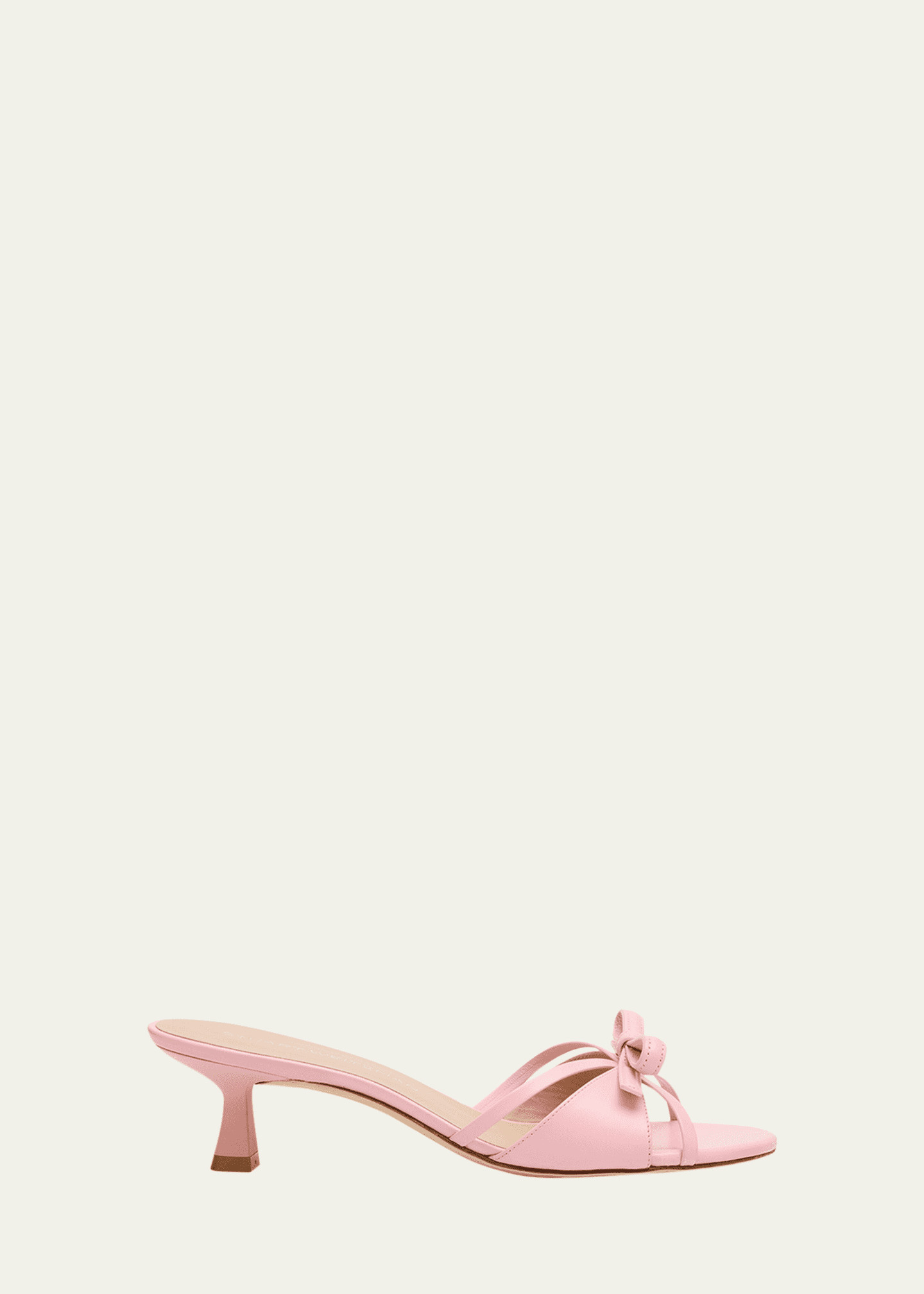 Stuart Weitzman Felicity Leather Bow Kitten-Heel Mules | Bergdorf Goodman