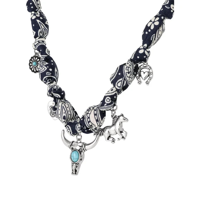 Jessica Simpson Women's Faux Turquoise Bandana Charm Necklace | Walmart (US)