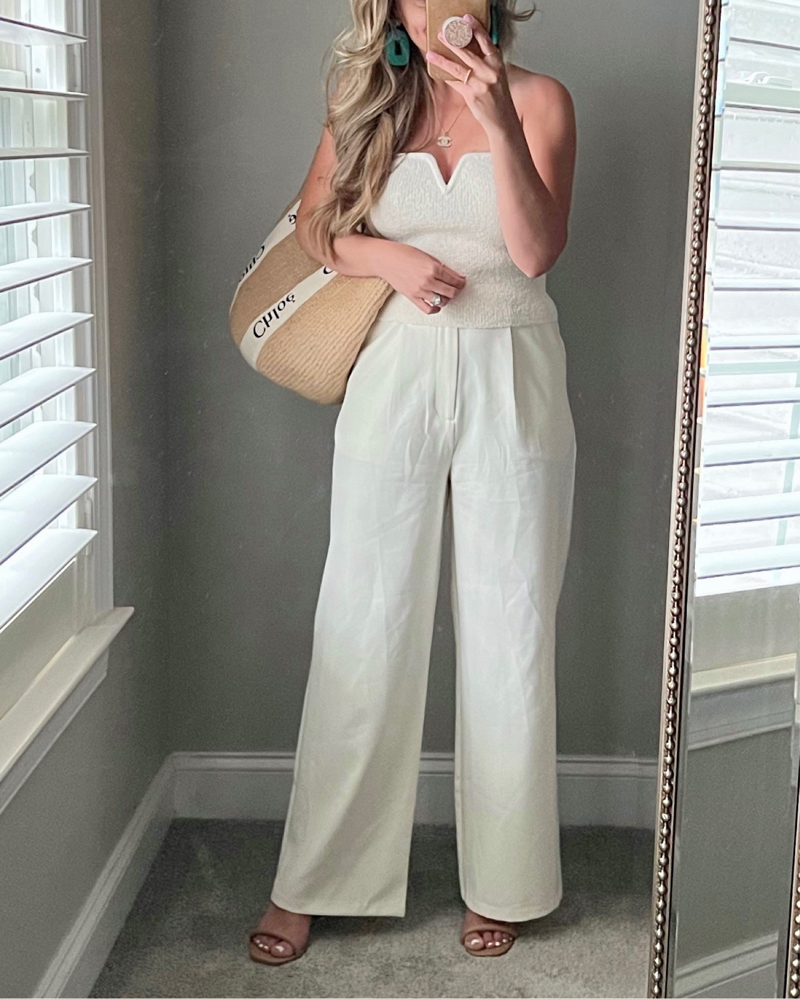Summer outfit, tube top, wide leg white pants 

#ltkunder50 #ltkfind 

#LTKitbag #LTKtravel #LTKSeasonal