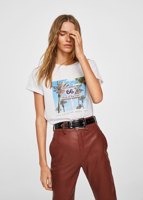 T-shirt avec image imprimée - Femme | MANGO (FR)