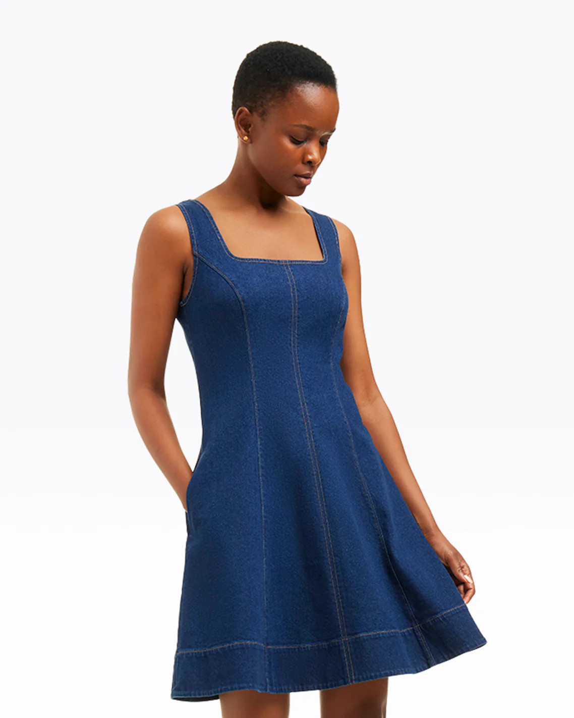 Millie Scoop Neck Mini Dress in Denim | Draper James (US)