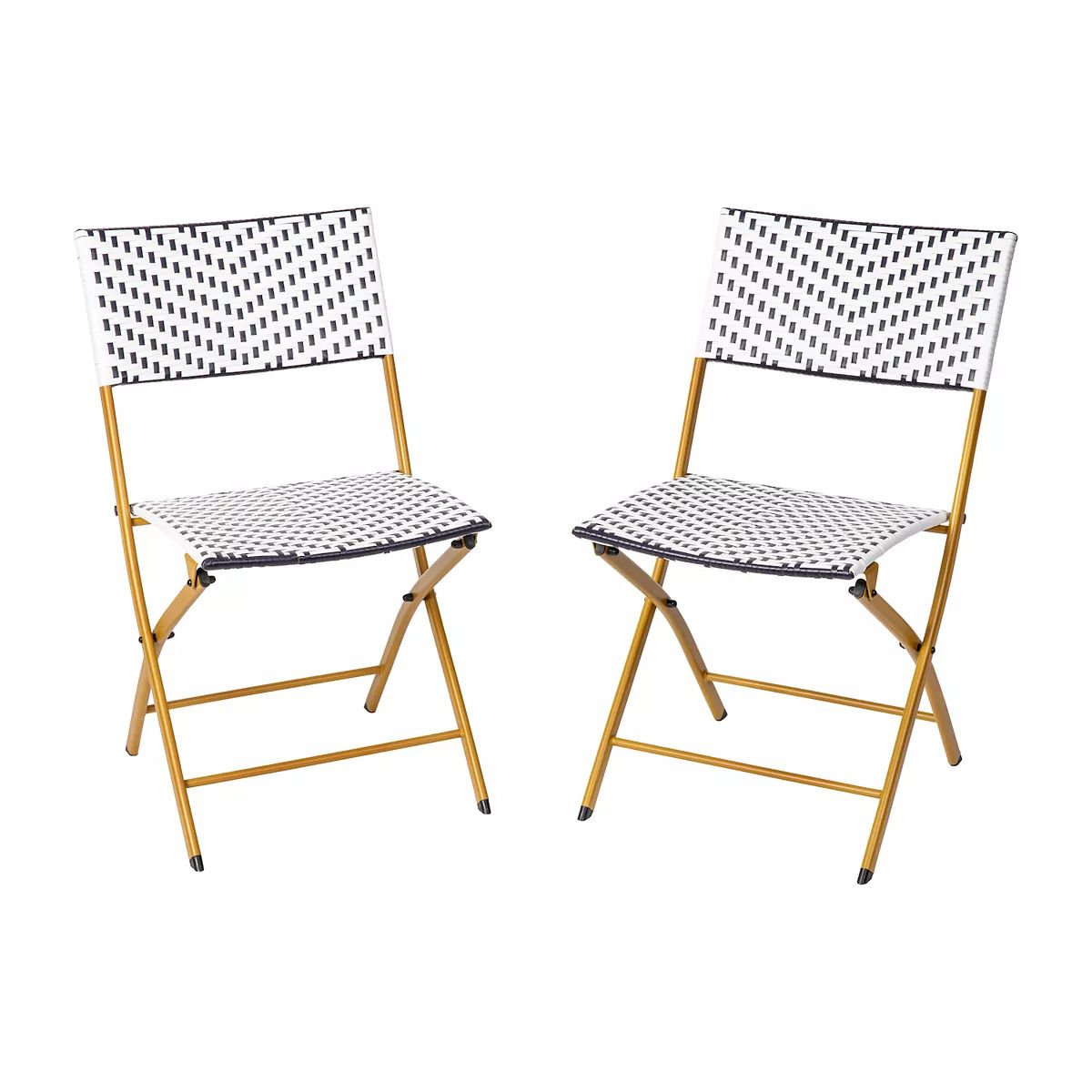 Emma and Oliver Ciel Set of Two Folding French Bistro Chairs in PE Rattan with Metal Frames for I... | Kohl's