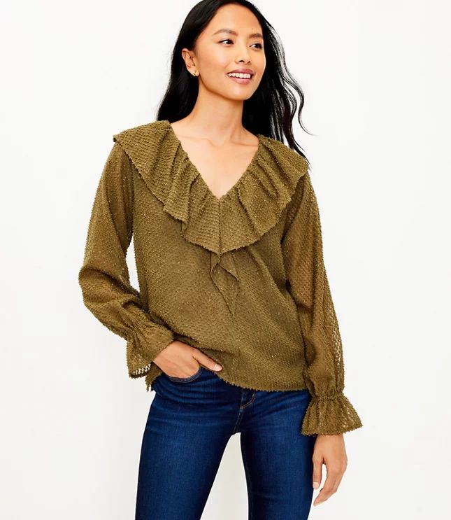 Shimmer Clip Ruffle Blouse | LOFT | LOFT