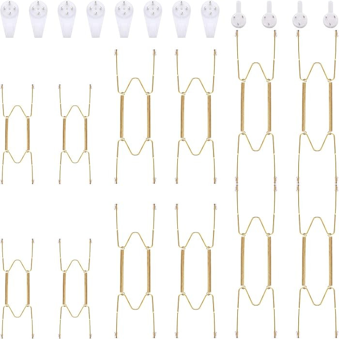 Hotop 12 Pieces Plate Hangers for Wall 6/8/10 Inch Stainless Steel Wire Invisible Plate Hangers H... | Amazon (US)