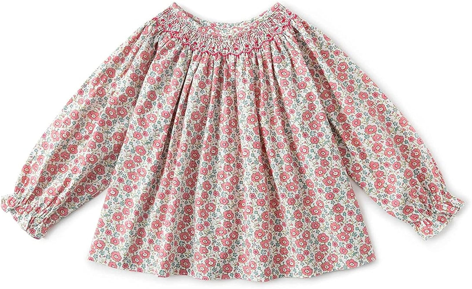 Curipeer Long Sleeve Baby Girls Blouse for Spring Casual Toddle Girl Cotton Outfits White 4-5 T | Amazon (US)