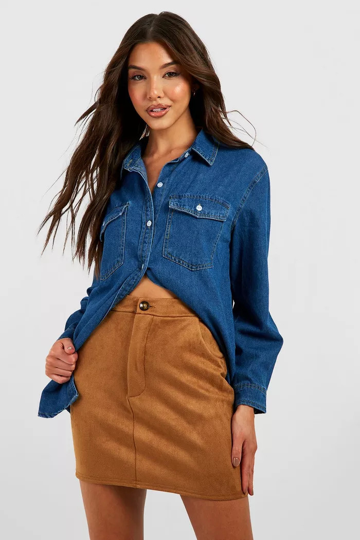 Scuba Suede High Waisted Mini Skirt | boohoo (US & Canada)