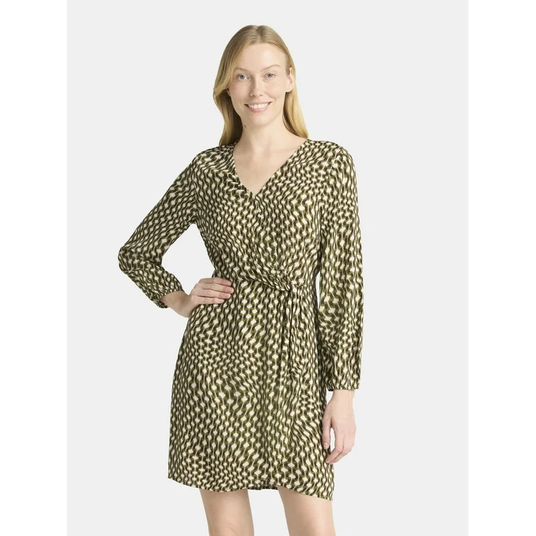 Time and Tru Women's Wrap Mini Dress, Sizes XS-XXXL | Walmart (US)