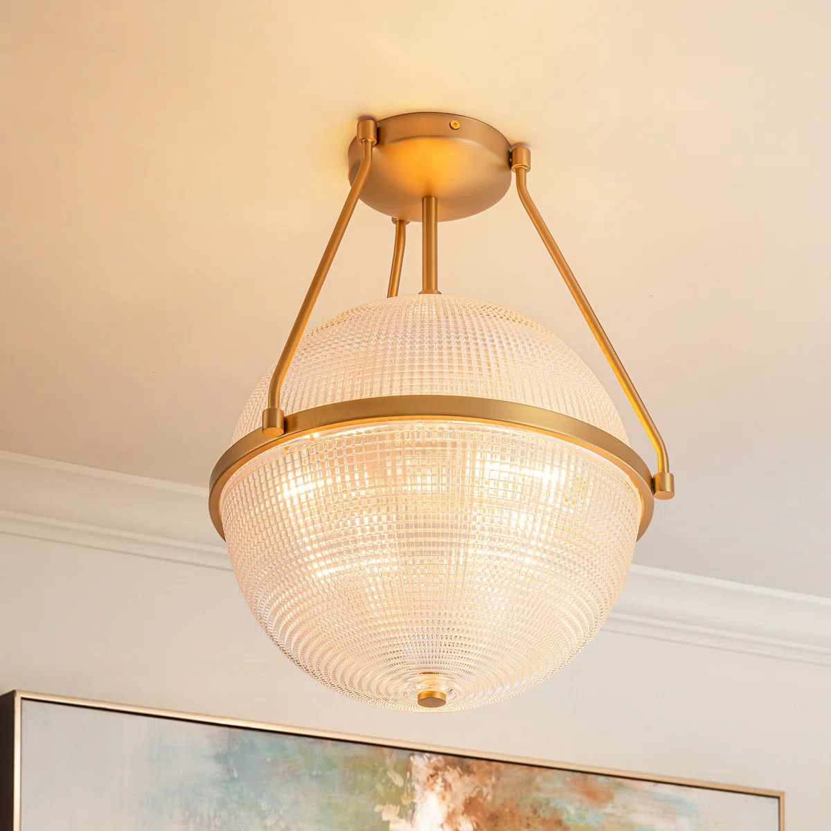 Neven Glass Semi Flush Mount | Wayfair North America