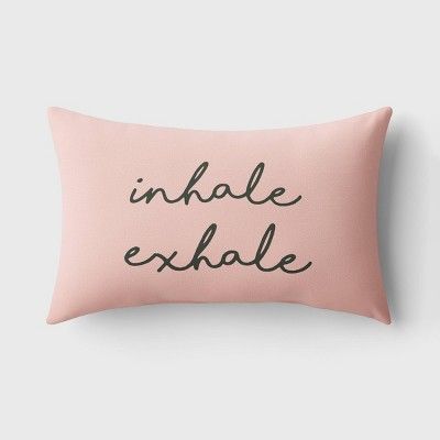 'Inhale Exhale' Lumbar Throw Pillow Light Pink/Dark Green - Room Essentials™ | Target