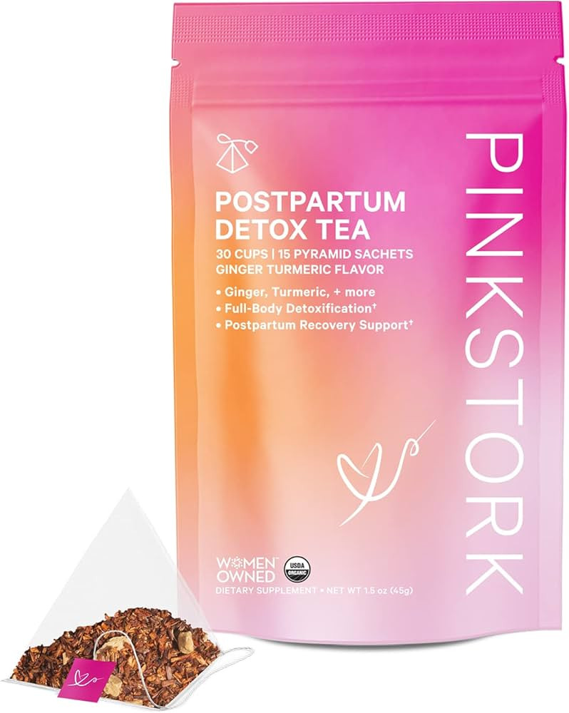 Pink Stork Postpartum Detox Tea: Organic Ginger Turmeric Tea for Postpartum Recovery & Mood Suppo... | Amazon (US)